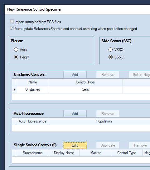Edit Single Stained Controls ...