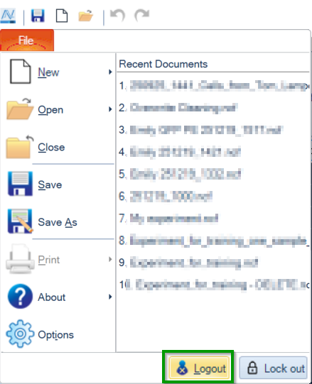 Menu: File -> Logout ...